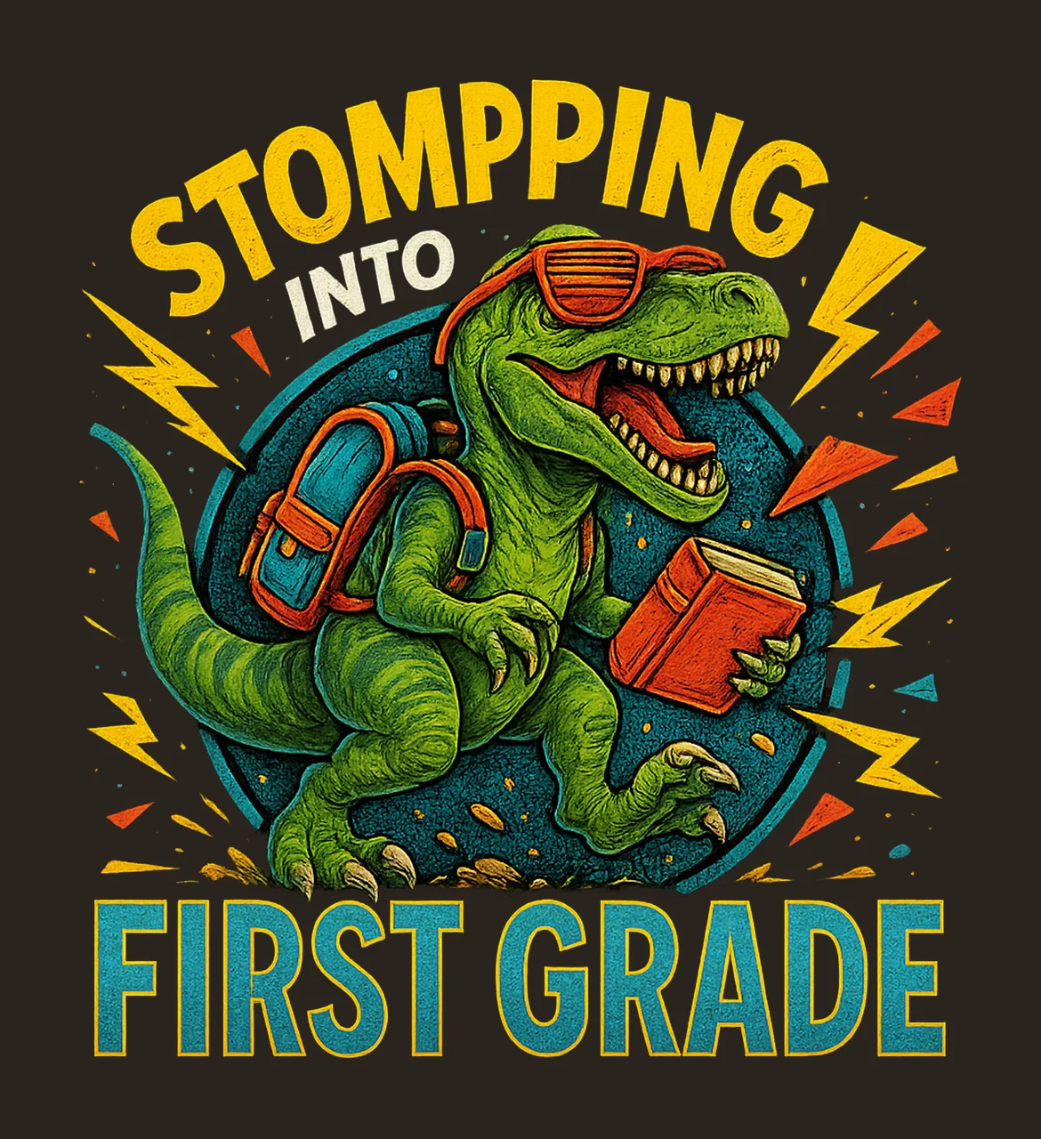 Roaring Into Kindergarten Rex Back To School Design Dinosaur contrast preview thumbnail