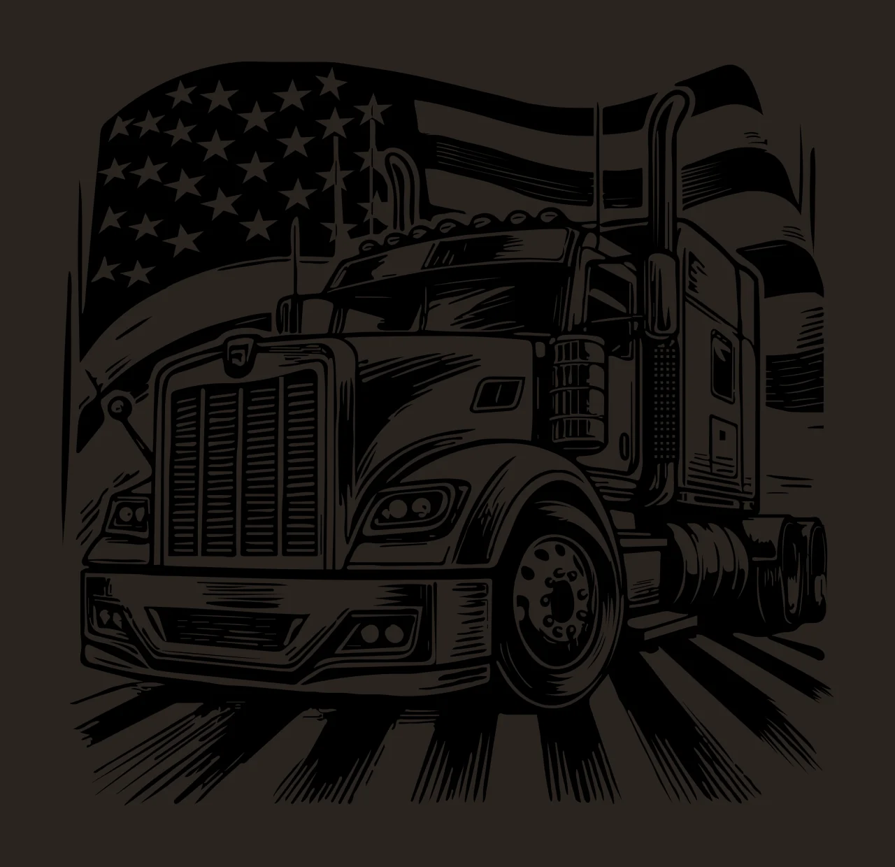 Truck Flag American Tractor Graphic illustrative black white contrast preview thumbnail