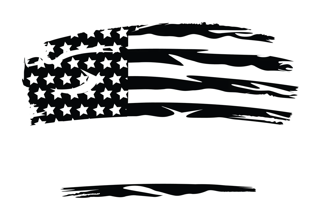 Flag Distressed Graphic With Stars And Stripes waving brush strokes
