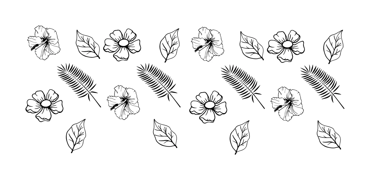 Can Glass Wrap Floral And Tropical Leaf Line Plants Repeating