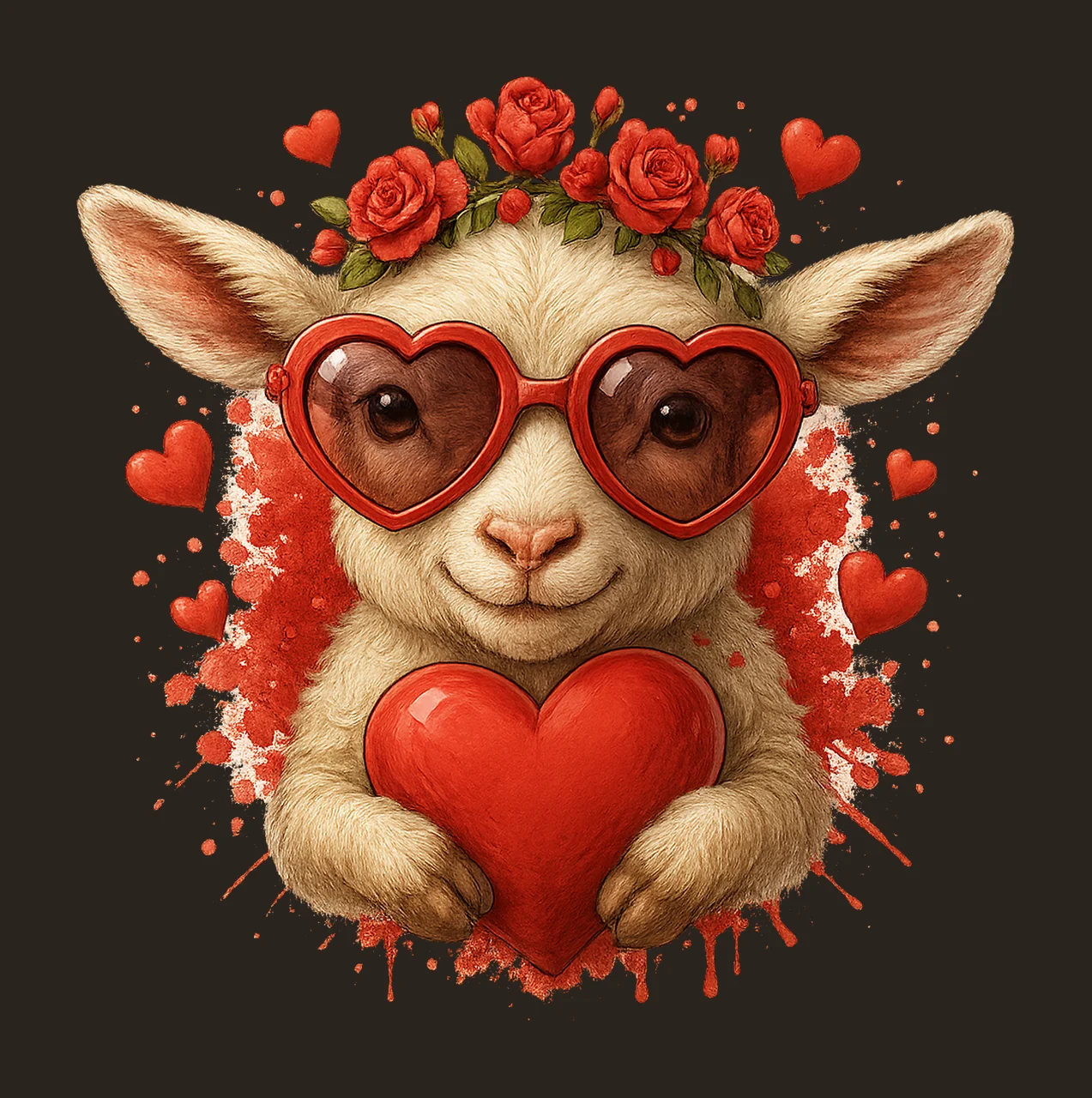 Goat Peeking white goat heart splash Valentine sublimation contrast preview thumbnail