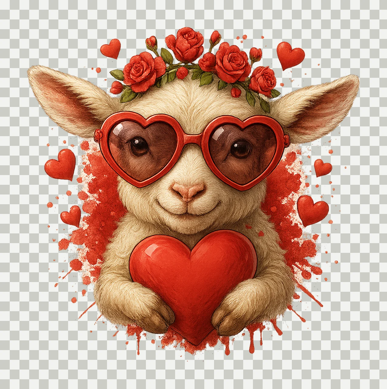 Goat Peeking white goat heart splash Valentine sublimation transparency and detail preview thumbnail