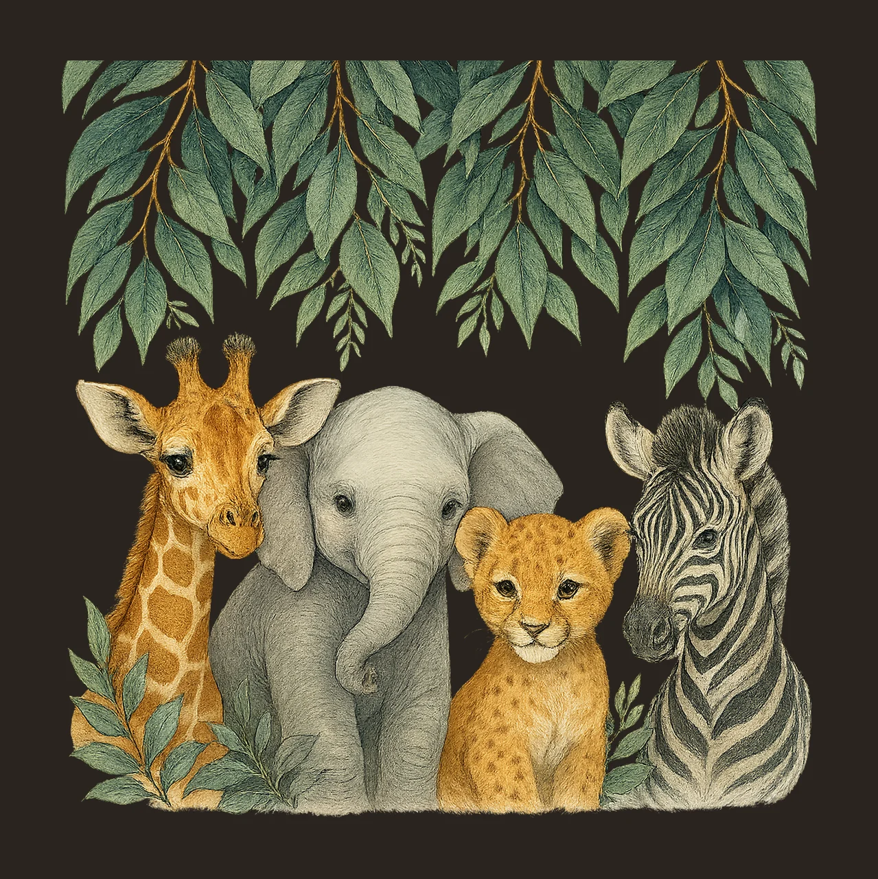 Safari Animals Watercolour Baby Animals Sublimation Design contrast preview thumbnail