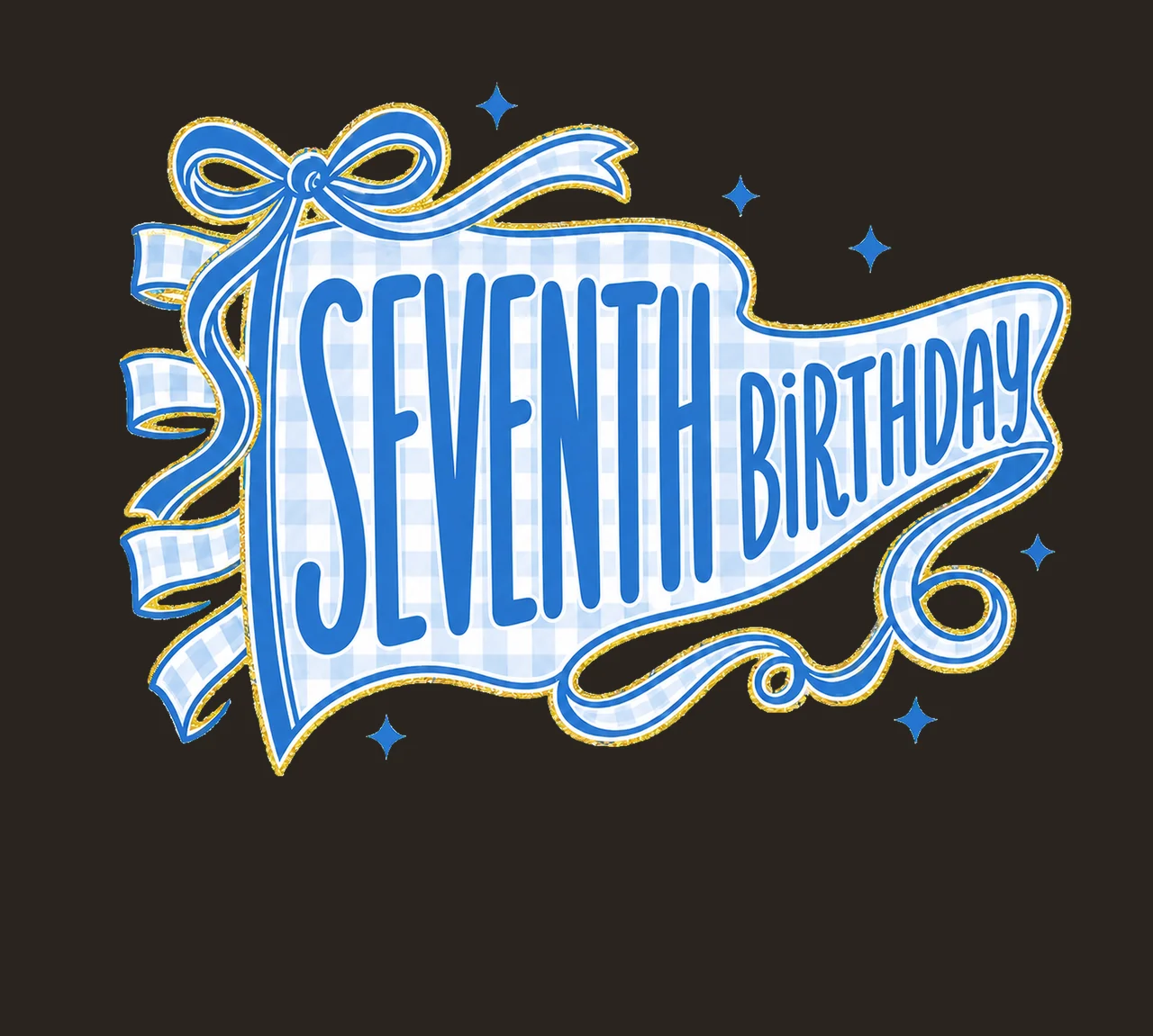 Blue Gingham Birthday Pennant sublimation Variation D contrast preview thumbnail