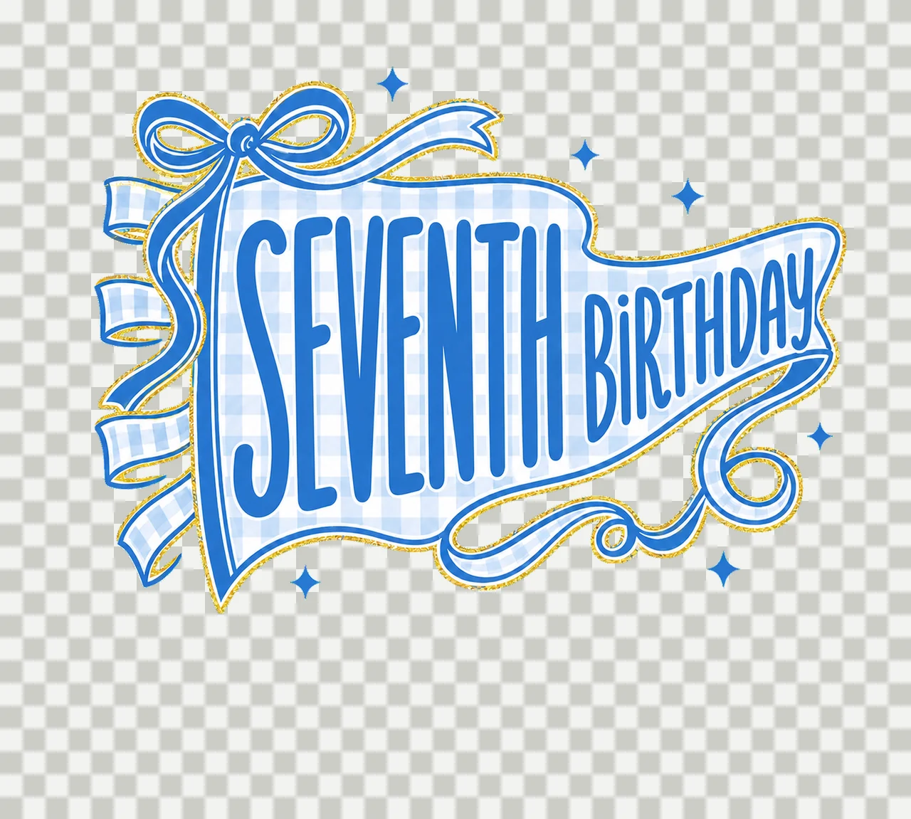 Blue Gingham Birthday Pennant sublimation Variation D transparency and detail preview thumbnail
