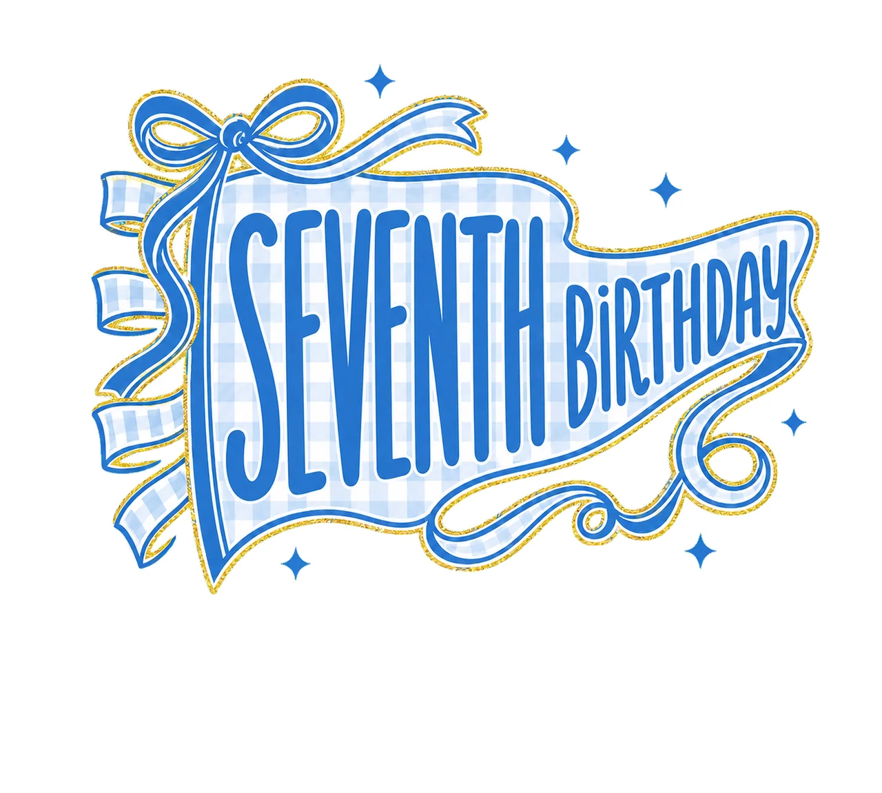 Blue Gingham Birthday Pennant sublimation Variation D