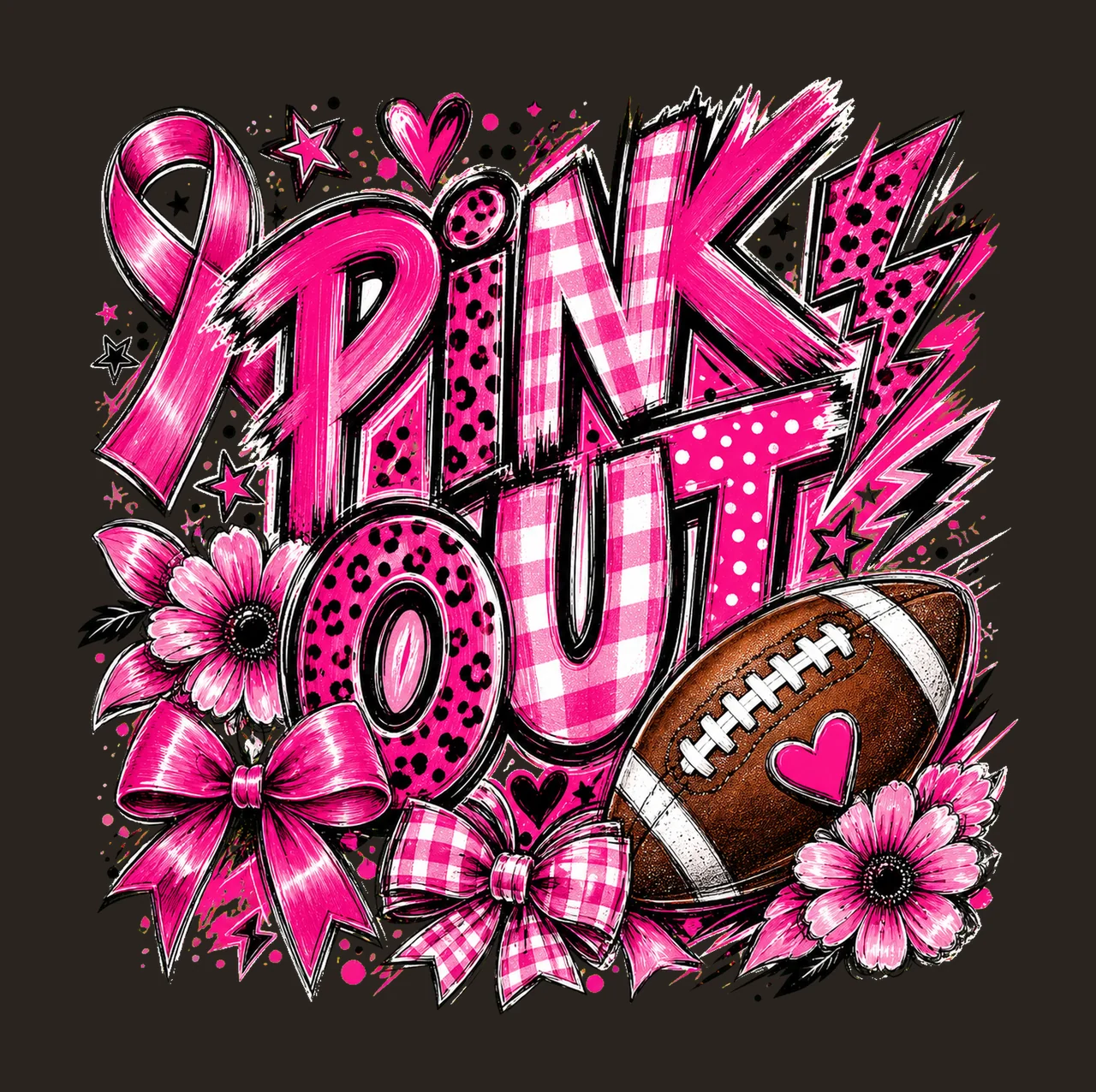 Pink Out Breast Cancer Football Breast Cancer Variation C contrast preview thumbnail