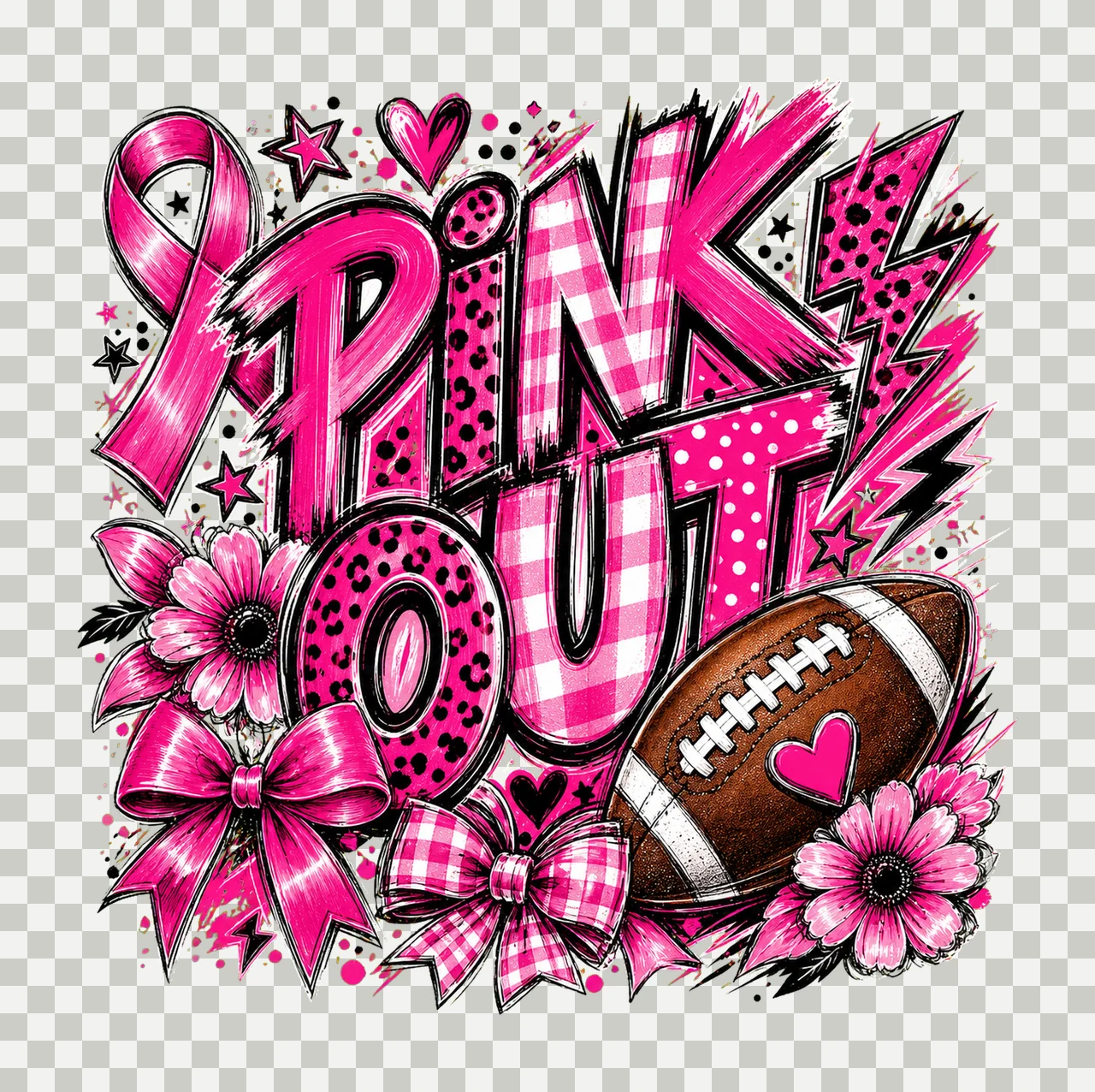 Pink Out Breast Cancer Football Breast Cancer Variation C transparency and detail preview thumbnail