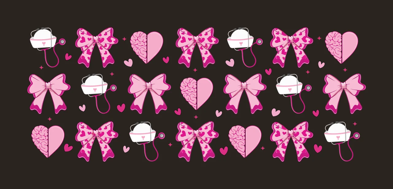 Bow Bows And Hearts Silhouette Pattern heart star black white contrast preview thumbnail