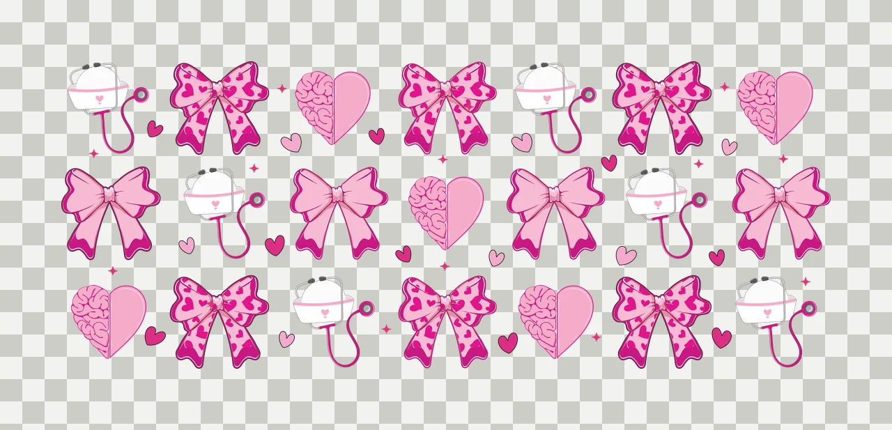 Bow Bows And Hearts Silhouette Pattern heart star black white transparency and detail preview thumbnail