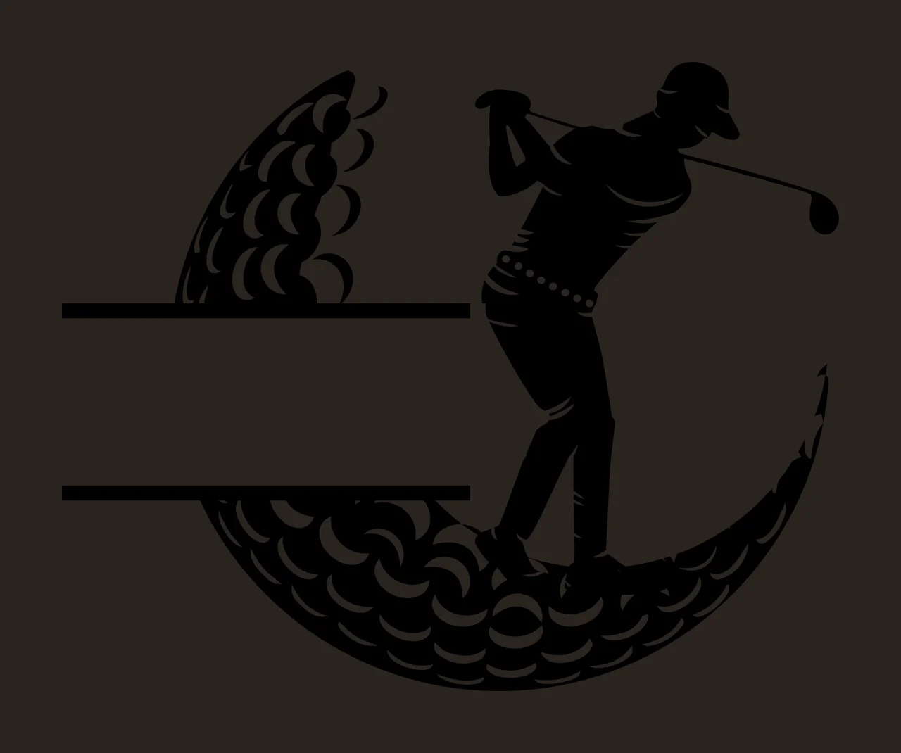 Golf Player Silhouette With Banner swinging club ball black contrast preview thumbnail