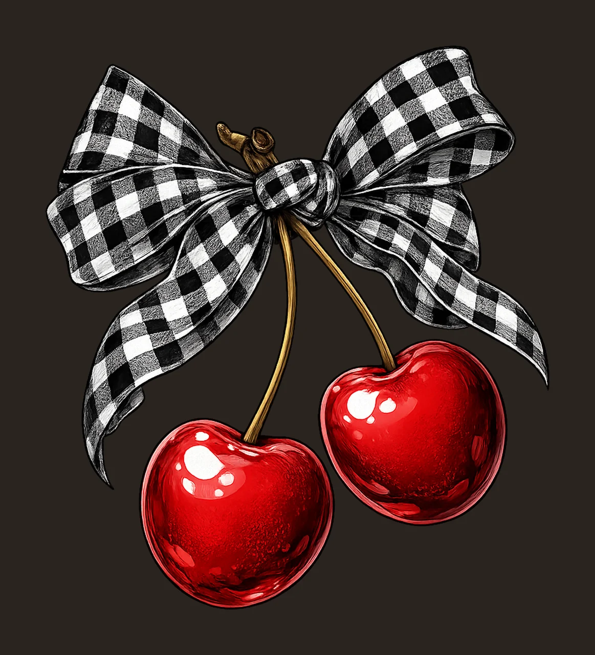 Coquette cherries cherry bow preppy retro summer design soft contrast preview thumbnail