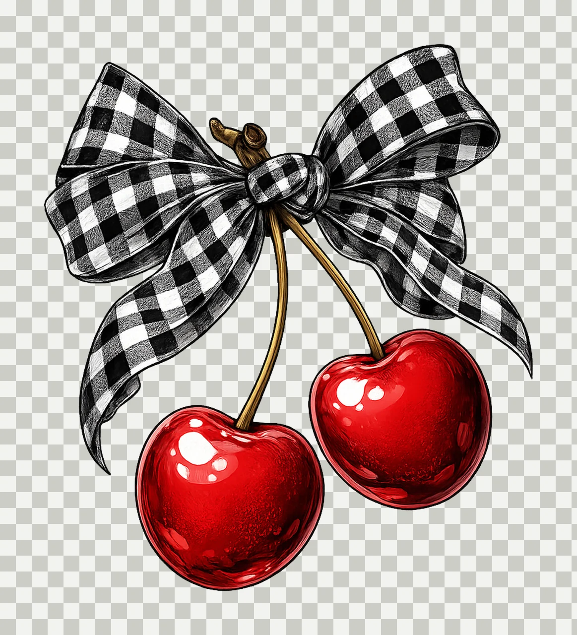 Coquette cherries cherry bow preppy retro summer design soft transparency and detail preview thumbnail