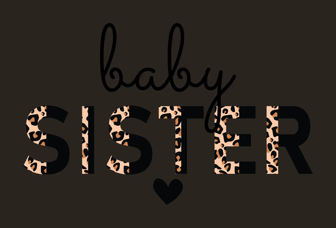 Baby Sister Text With Heart aligned font typography black white contrast preview thumbnail