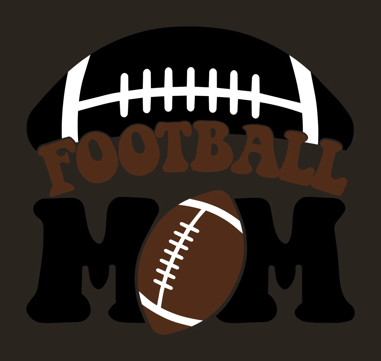 Football Mom Black Text Graphic display oval bold typography contrast preview thumbnail