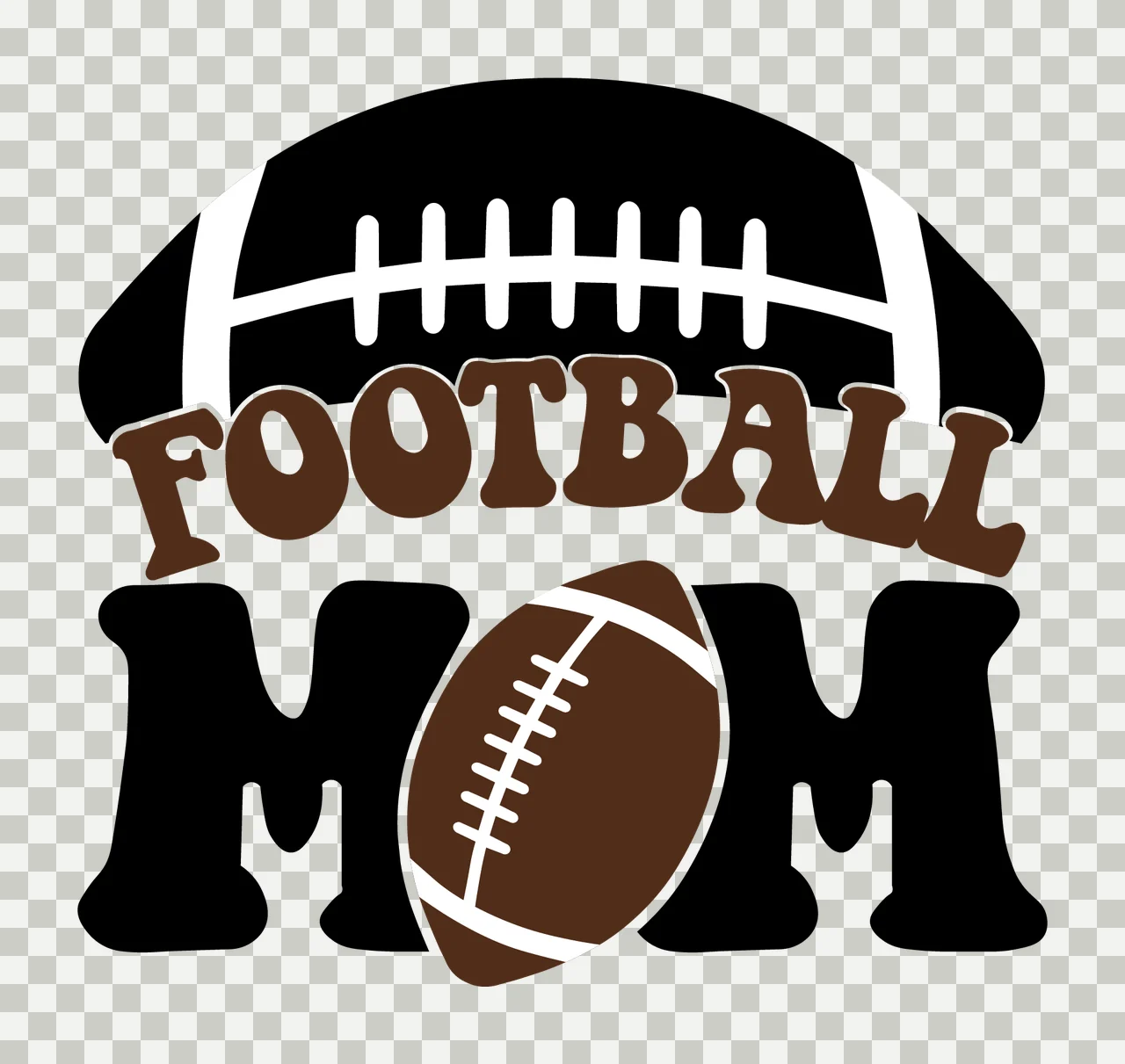 Football Mom Black Text Graphic display oval bold typography transparency and detail preview thumbnail
