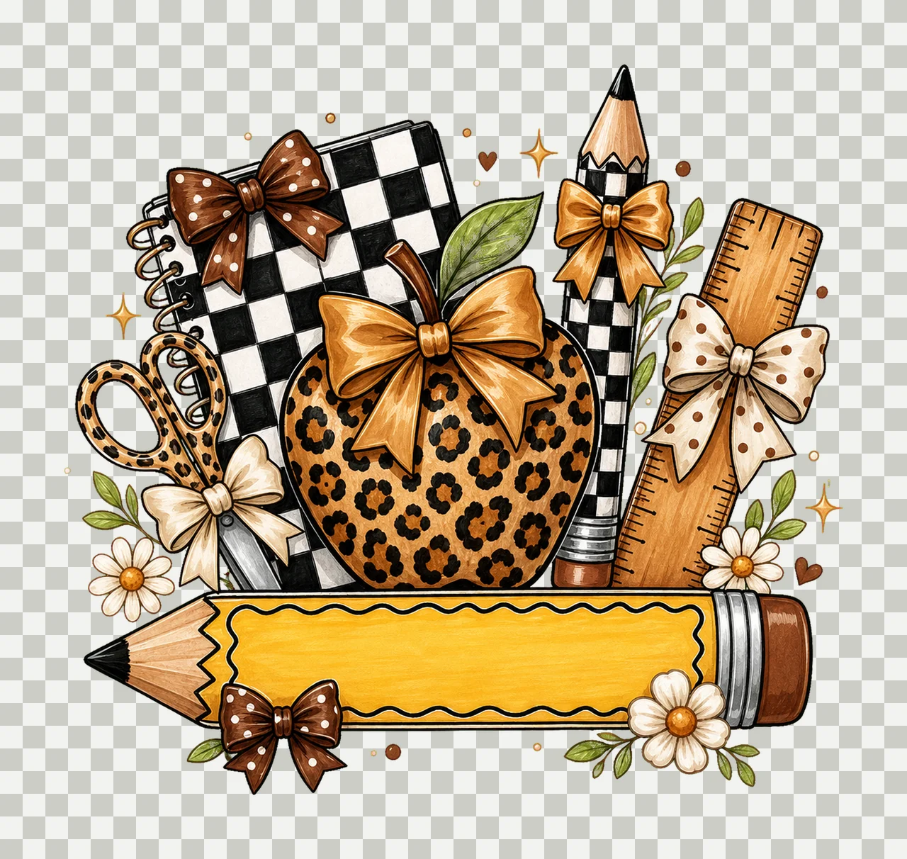 Custom Teacher Apple Teacher Love Inspire School Variation C transparency and detail preview thumbnail