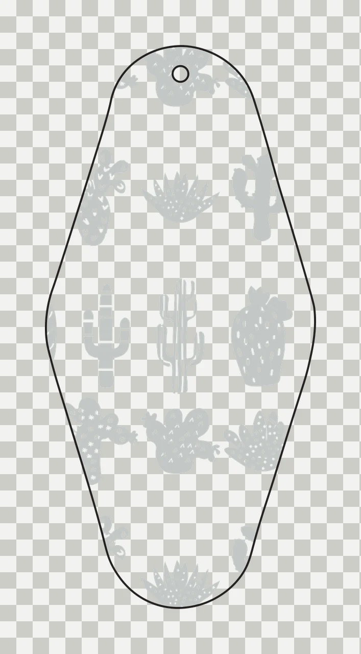 Classic Motel Keychain Cactus Collection Diamond Shape Illustration transparency and detail preview thumbnail