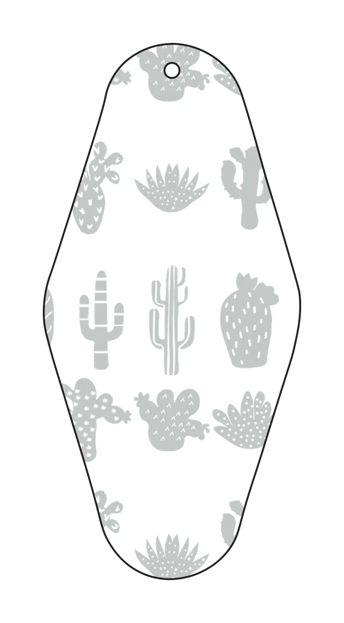 Classic Motel Keychain Cactus Collection Diamond Shape Illustration