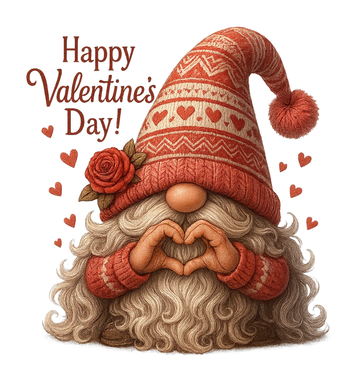 Valentines gnome Artwork romantic love theme cute gnome